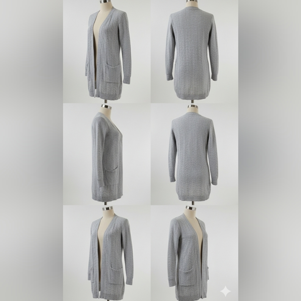 Love Ellie gray, open-front cardigan